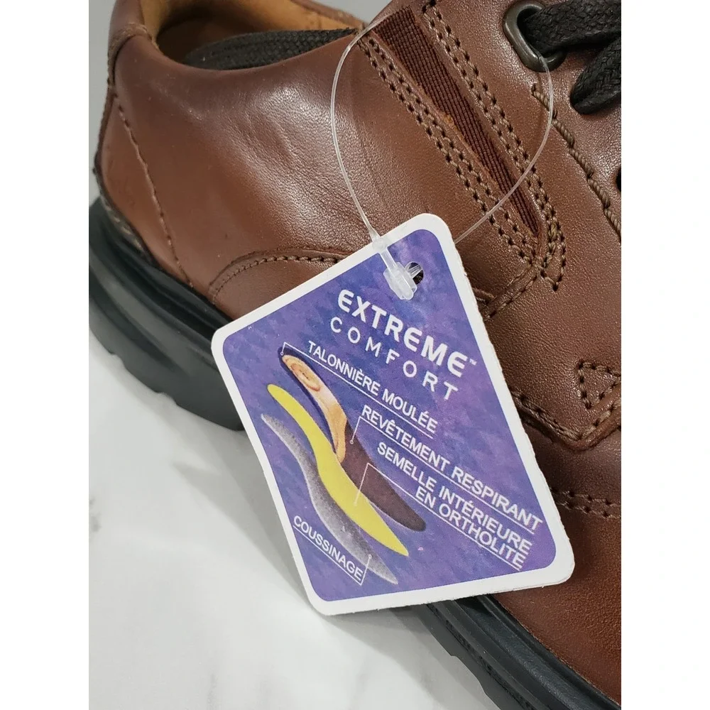 NEW NO BOX Clarks Gessler Dark Tan Lace Up Leather‎ Shoe Men's 9.5M EU 42.5